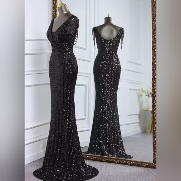 Glamorous Black Sequin Backless Dress - Picture 14 of 16